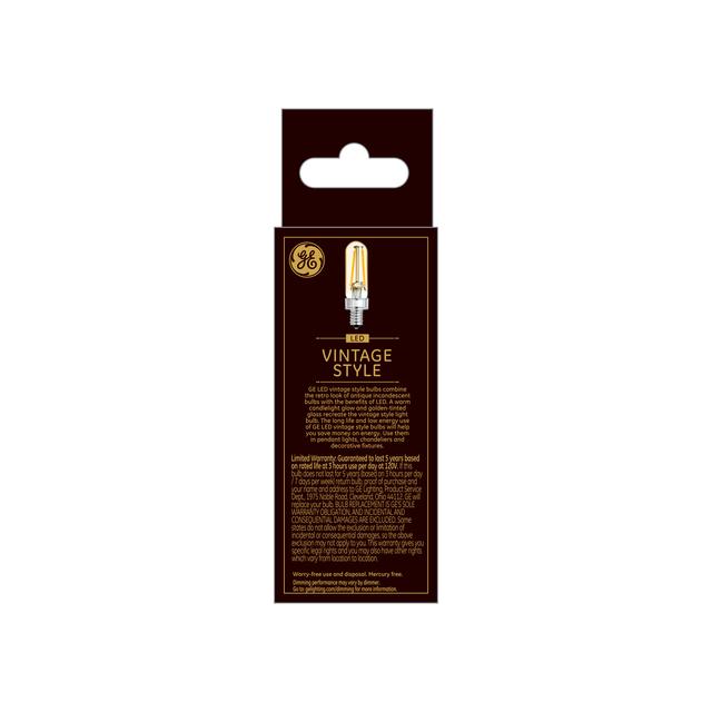 GE Vintage Style T6 LED Light Bulb, Tube Light Amber Glass, 40