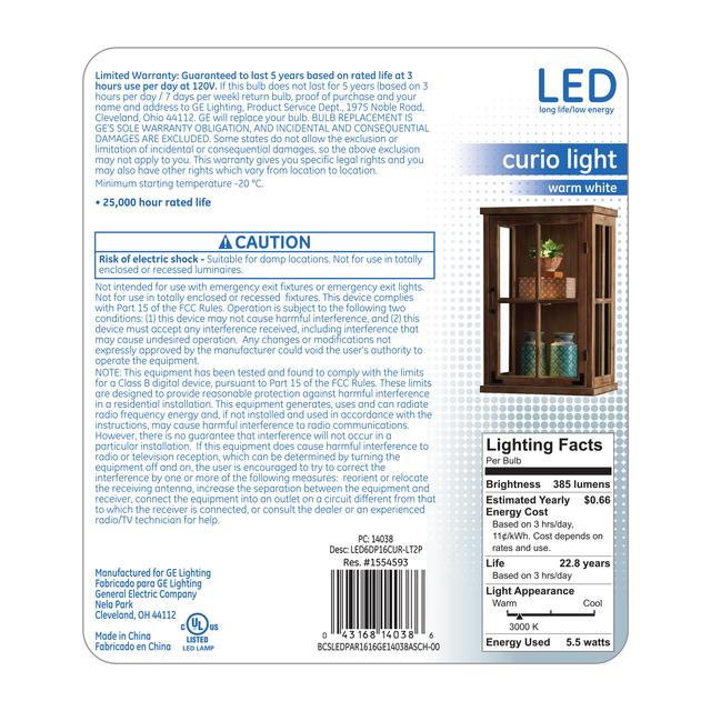 GE Specialty LED 50 Watt Replacement, Warm White, PAR16 Specialty Bulbs (2 Pack)