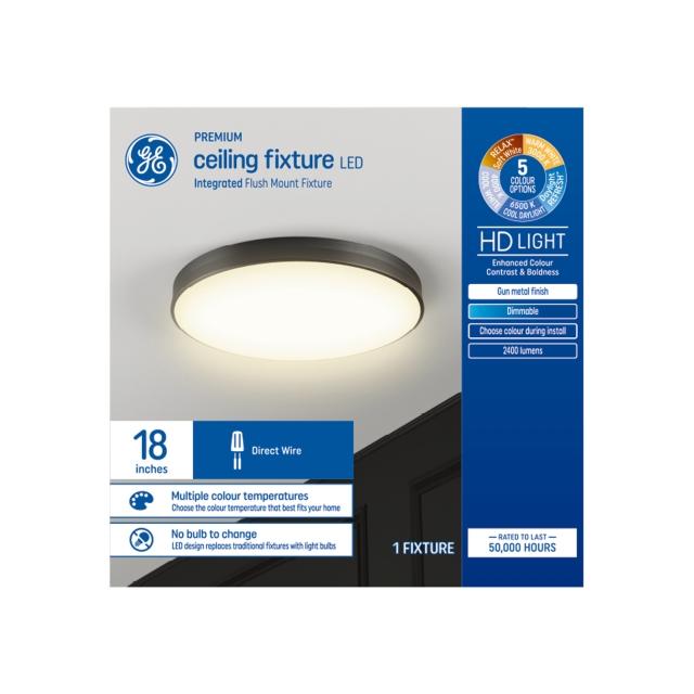 GE Color Changing 18-in Gun Metal Modern/Contemporary LED Flush Mount Light Energy Star