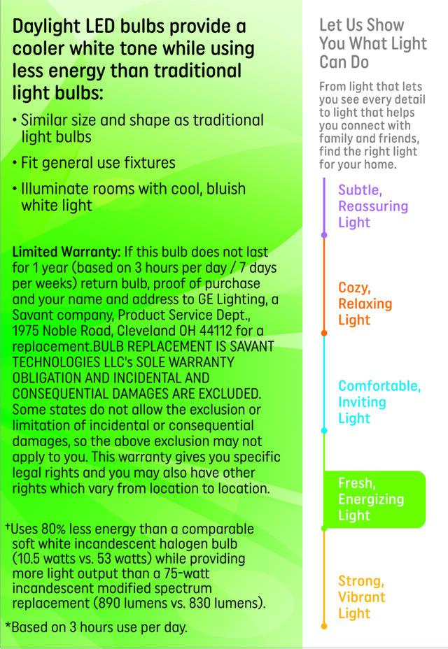 GE Basic LED 75 Watt Replacement, Daylight, A19 General Purpose Bulbs (2 Pack)