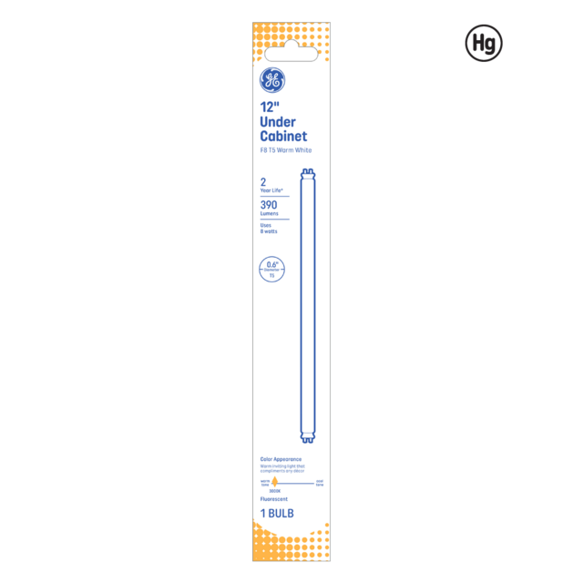 GE Warm White 8 Watt 11.81 Inch T5 G5 Base Fluorescent Tube 1 Pack