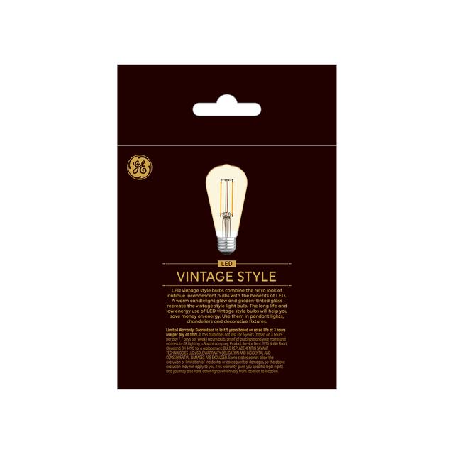 GE Vintage LED 60 Watt Replacement, Candlelight, ST19 Edison Bulbs (2 Pack)