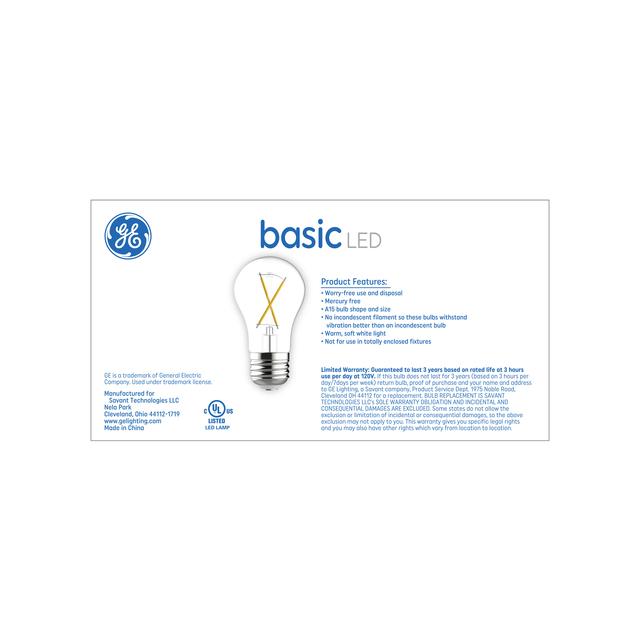 GE Basic LED 40 Watt Replacement, Soft White, A15 Ceiling Fan Bulbs (4 Pack)