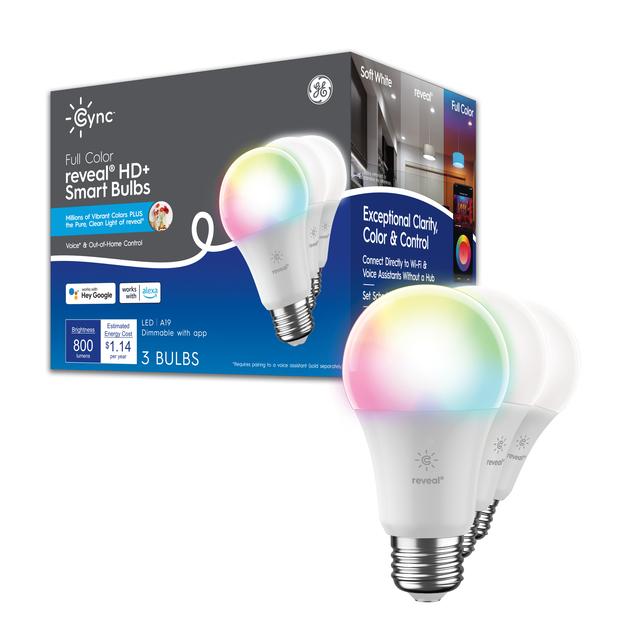 GE Cync reveal® A19 Smart LED Light Bulbs, Color Changing WiFi Lights, Works With Alexa Google Home