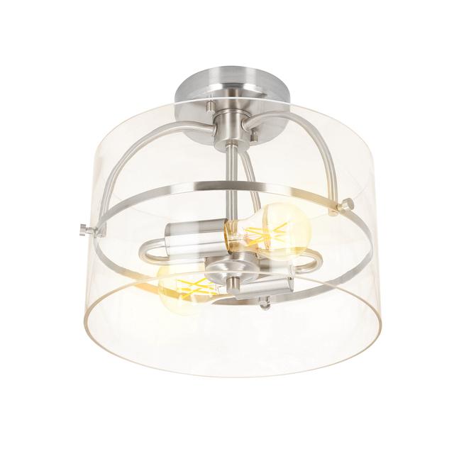 GE 11.8in 2-Light Semi-Flushmount Mentor Family Traditional Brushed Nickel