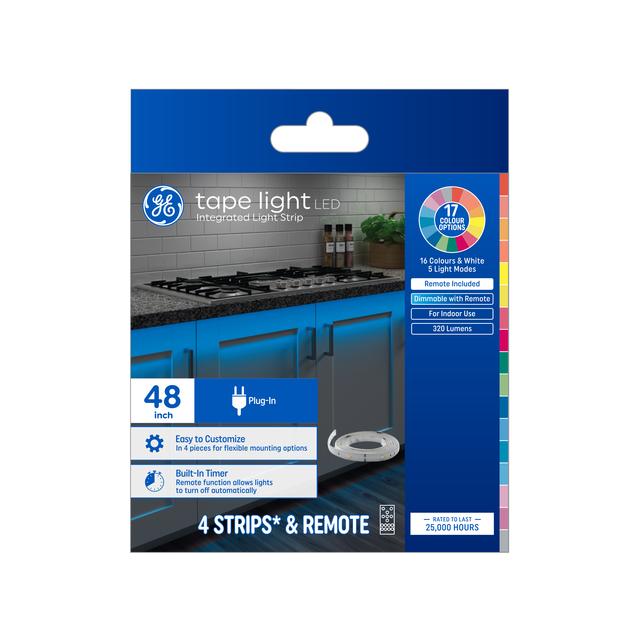 GE Color-Changing RGBW 3W LED 12in Plug-In Tape Light Kit (1-Pack)