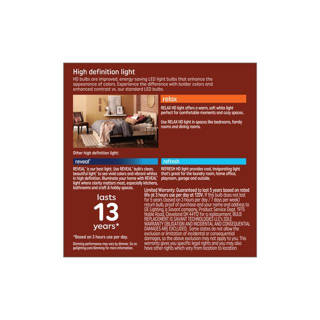 GE Relax HD LED 60 Watt Replacement, Soft White, A15 Ceiling Fan Bulbs (2 Pack)