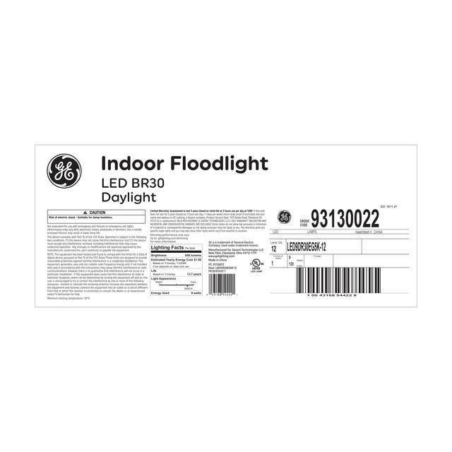 GE Classic LED 65 Watt Replacement, Daylight, BR30 Indoor Floodlight Bulbs (12 Pack)