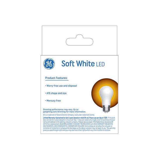 GE Basic LED 40 Watt Replacement, Soft White, A15 Ceiling Fan Bulbs (2 Pack)