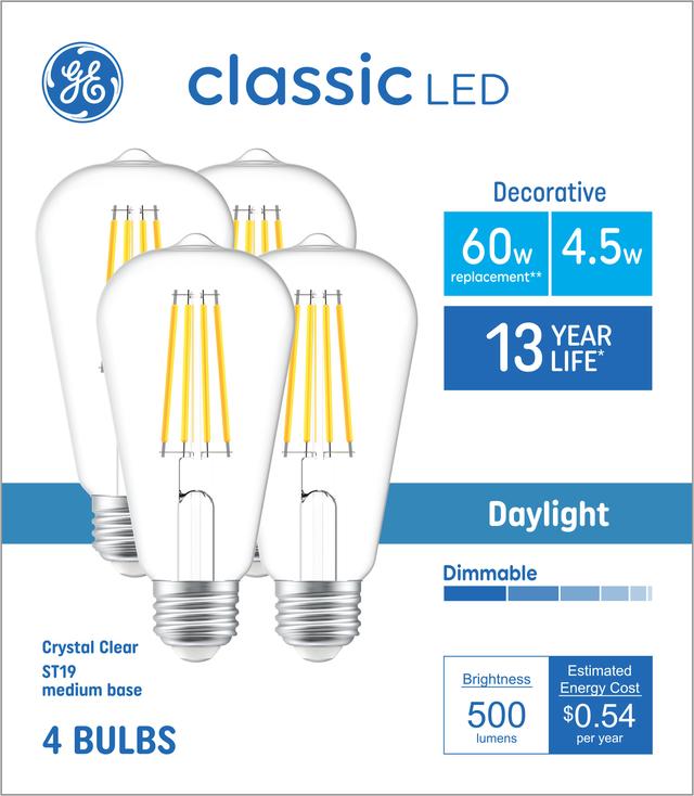 GE Classic LED 60 Watt Replacement Daylight ST19 Edison Bulbs 4
