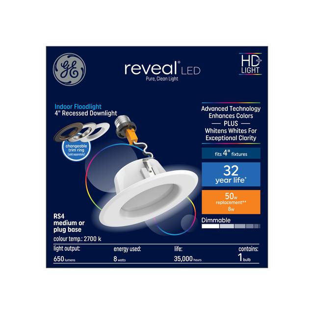 Reveal Lumière DEL GE HD, 50 W remplacement, ensemble de luminaires encastrés (1 )