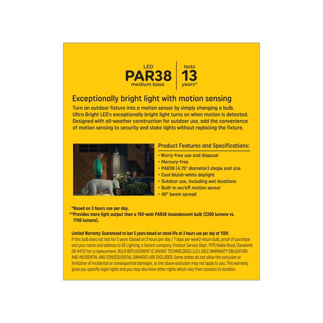 GE Ultra Bright LED 150 Watt Replacement, Daylight, PAR38 Outdoor Floodlight Bulb (1 Pack)