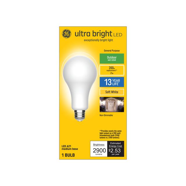 GE Ultra Bright LED 200 Watt Replacement, Soft White, A21 General Purpose Bulb (1 Pack)