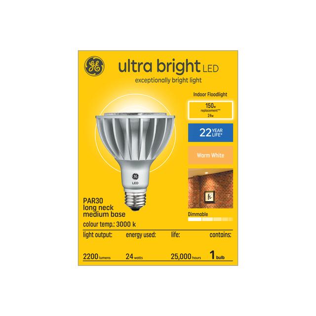 GE Ultra Bright LED 150 Watt Replacement, Warm White, PAR30L Indoor Floodlight Bulb (1 Pack)