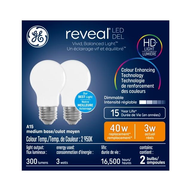 Reveal LED Clear 40W A15 (2-Pack) (FR)