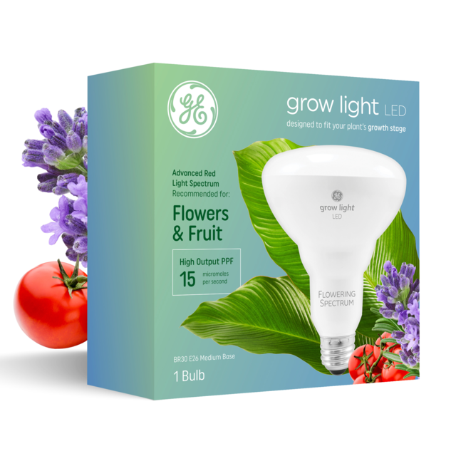 GE Grow Light for Plants BR30 LED Light Bulbs for Flowers and Fruit 15 PPF