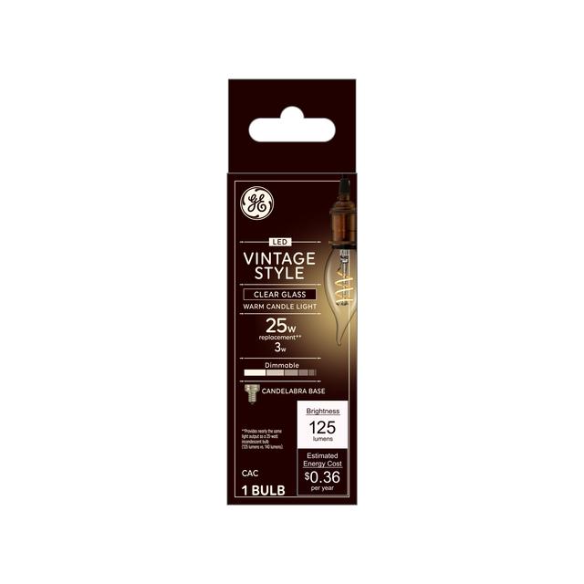 GE Vintage Style CA11 LED Light Bulb, Decorative Candle Bulb