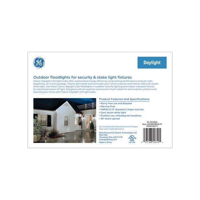 GE Classic LED 100 Watt Replacement, Daylight, PAR38 Outdoor Floodlight Bulbs (2 Pack)