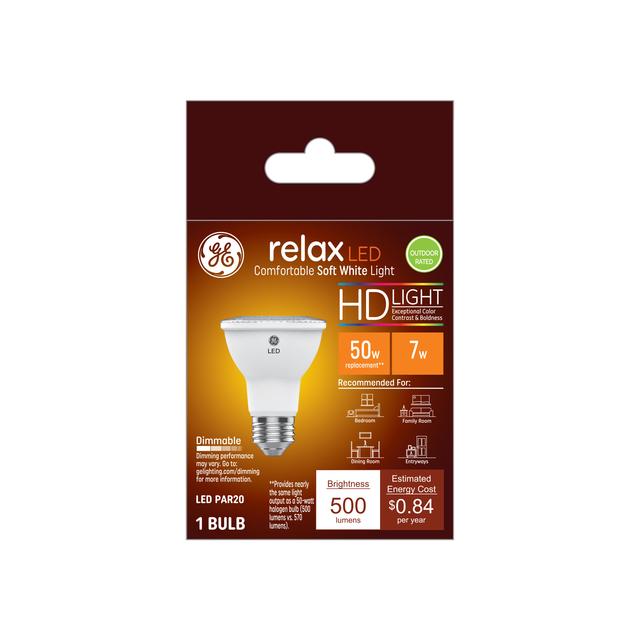 GE Relax HD LED 50 Watt Replacement, Soft White, PAR20 Outdoor Floodlight Bulb (1 Pack)