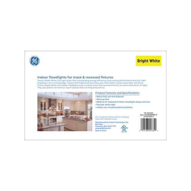 GE Classic LED 65 Watt Replacement, Bright White, BR30 Indoor Floodlight Bulbs (3 Pack)