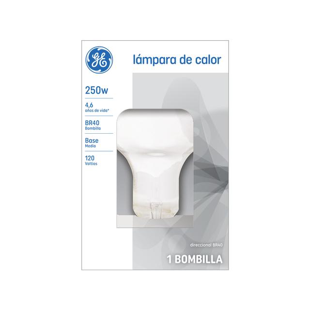 GE Incandescent Heat Lamp, 250 Watts, BR40 Bulb (1 Pack)