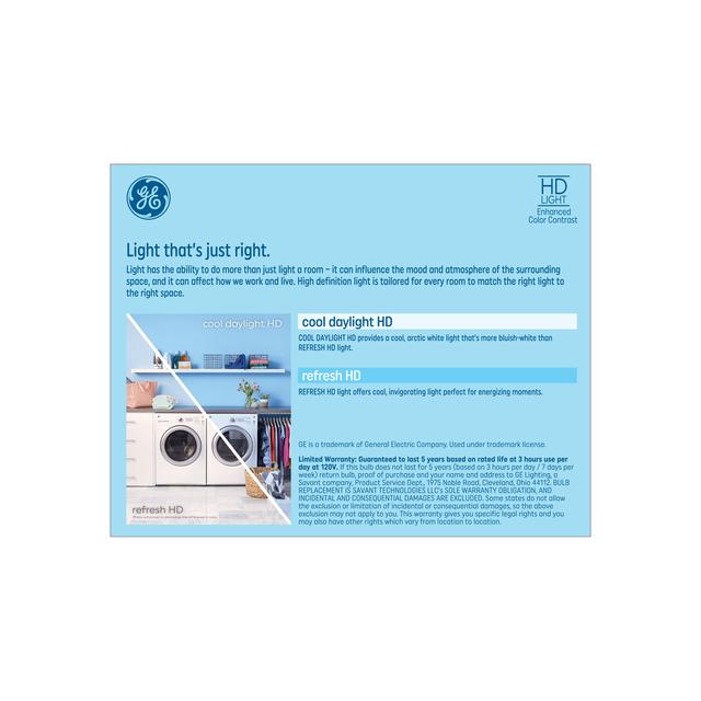 GE Refresh HD LED 40 Watt Replacement, Cool Daylight, G25 Vanity - Globe Bulbs (2 Pack)