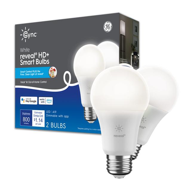 GE Cync reveal® A19 Smart LED Light Bulbs, Voice Control WiFi Lights, Works with Alexa and Google Home (2 Pack)