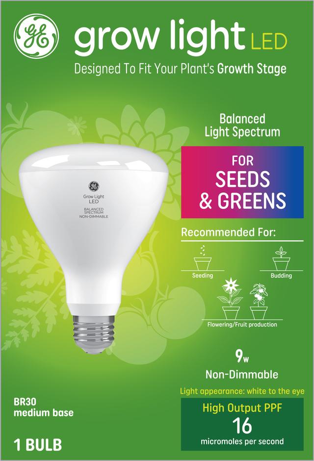 General electric br30 grow light with balanced spectrum seeds & greens led shop light bulb clear