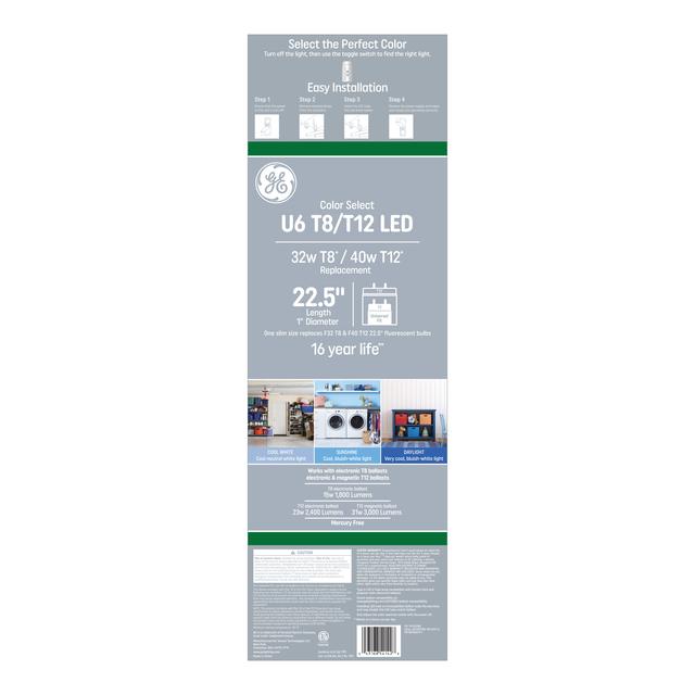 GE Color Select LED 32 Watt Replacement, T8 LED Tube Bulb (1 Pack)