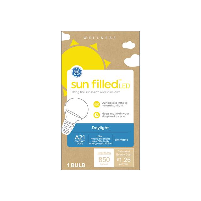 GE Sun Filled LED 60 Watt Replacement, Daylight, A21 General Purpose Bulbs (1 Pack)