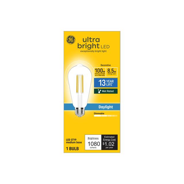 GE Ultra Bright LED 100 Watt Replacement, Daylight, ST19 Edison Bulb (1 Pack)