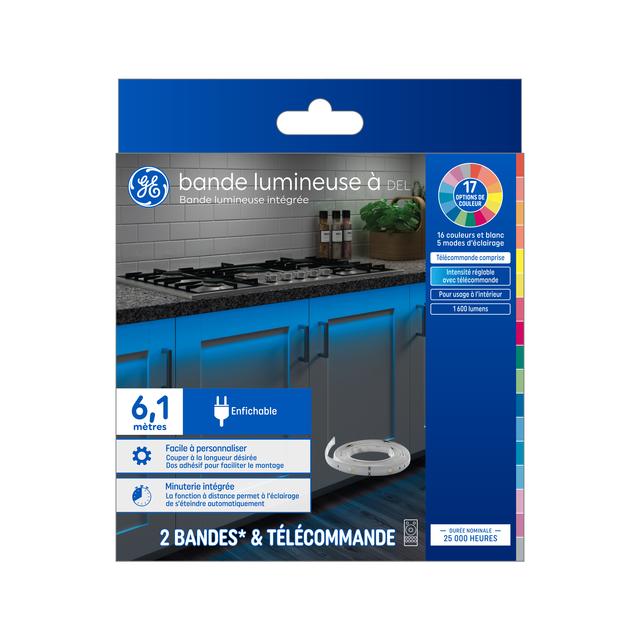 GE Color-Changing RGBW 18W LED 20ft Plug-In Tape Light Kit