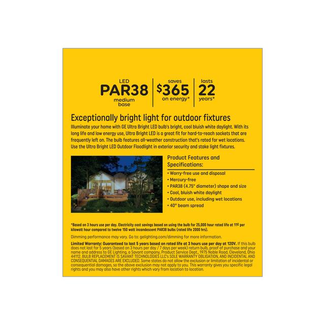 GE Ultra Bright LED 150 Watt Replacement, Daylight, PAR38 Outdoor Floodlight Bulb (1 Pack)