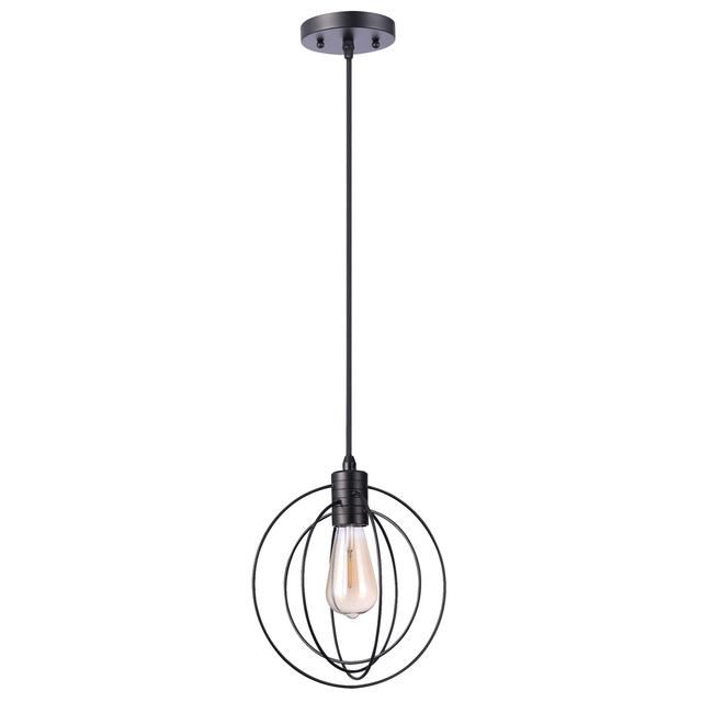 GE Industrial Round Pendant Light Fixture, Matte Black, 72inches