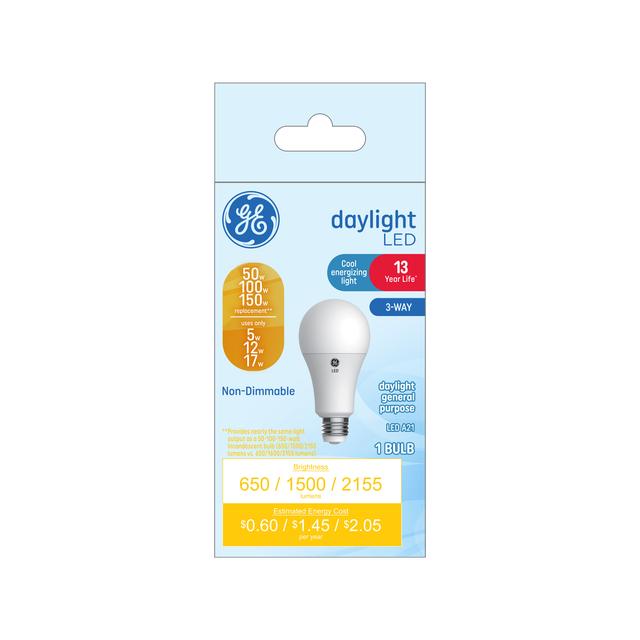 GE Classic LED 150/100/50 Watt Replacement, Daylight, A21 3-Way Bulb (1 Pack)