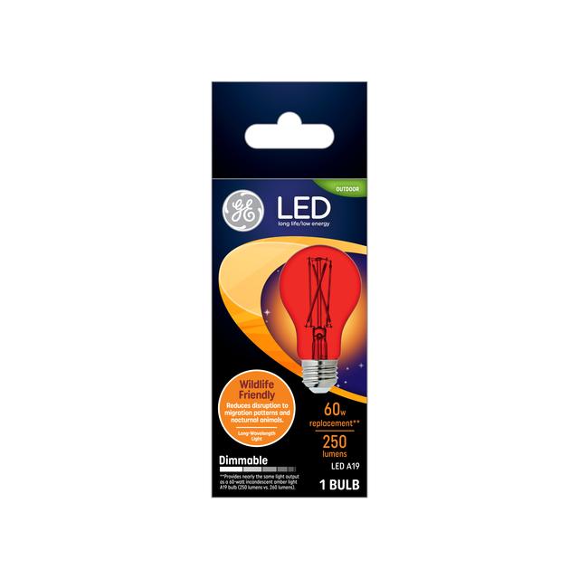 GE Specialty LED 60 Watt Replacement, Red Light, A19 Specialty Bulb (1 Pack)