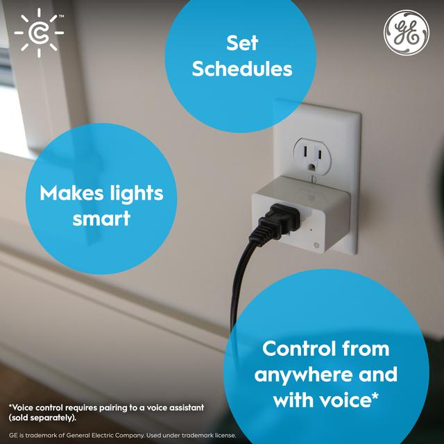 GE CYNC Indoor Smart Plug, Works with Alexa and Google Assistant, Bluetooth  and Wi-Fi Enabled (