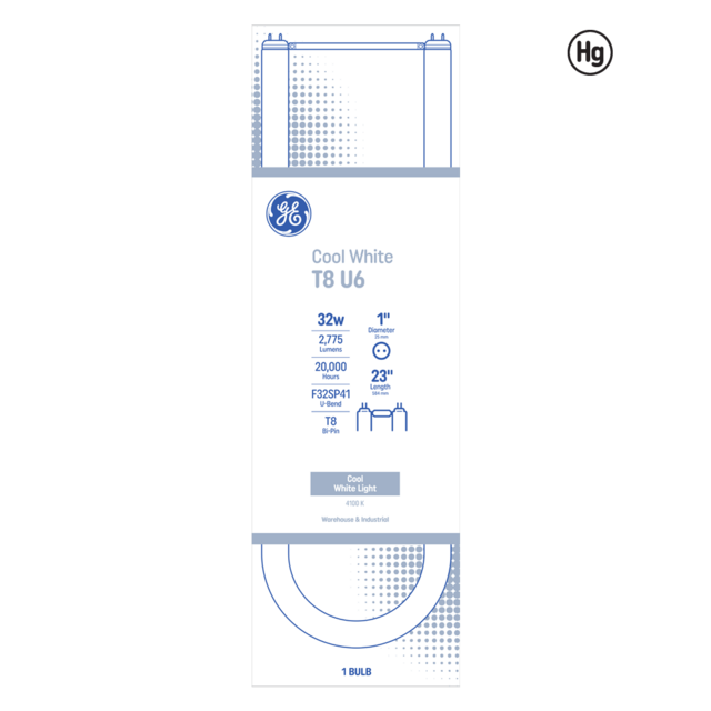 GE Cool White 32 Watt 22.99 Inch T8 2G13 Base Fluorescent Tube 1 Pack