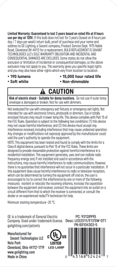 GE Specialty S11 LED Light Bulb, Appliance Bulb, 25 Watt Replacement, E17 Intermediate Base