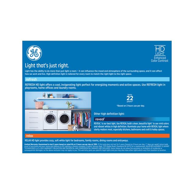 GE Refresh HD LED 90 Watt Replacement, Daylight, BR40 Indoor Floodlight Bulbs (2 Pack)