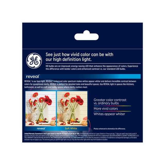 GE Reveal HD+ LED 40 Watt Replacement, Reveal, G25 Vanity - Globe Bulbs (2 Pack)