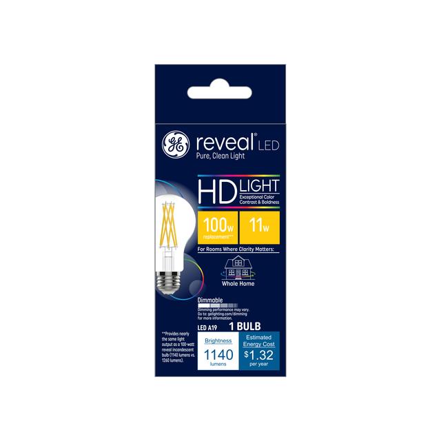 GE Reveal HD+ LED 100 Watt Replacement, Reveal, A19 General Purpose Bulb (1 Pack)