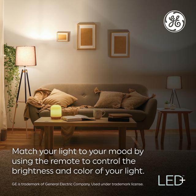 GE LED+ Color Bulb and Color-Changing LED Outdoor Floodlight PAR38 Light Bulb, With Remote, 90W, 10 Color Options (1-Pack)