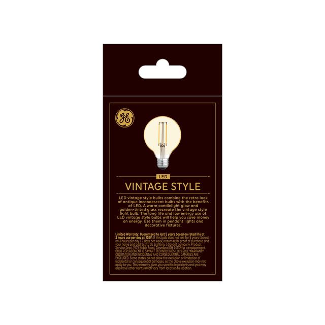 GE Vintage LED 40 Watt Replacement, Candlelight, G25 Deco - Globe Bulb (1 Pack)
