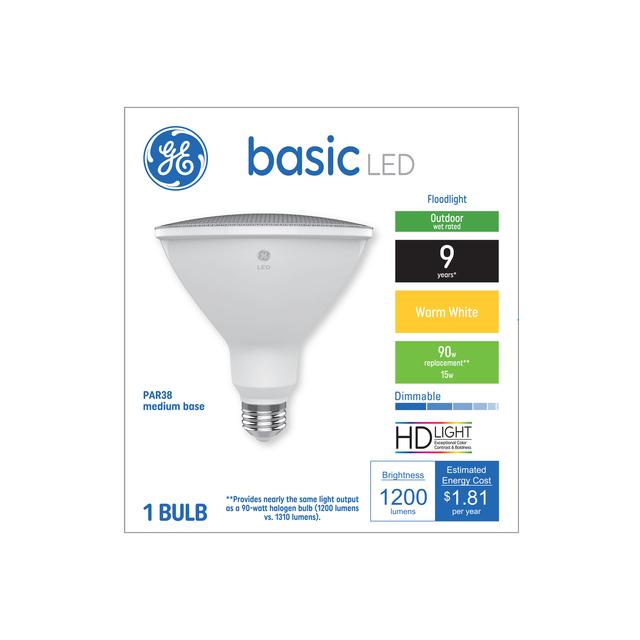 GE Basic LED 90 Watt Replacement, Warm White, PAR38 Outdoor Floodlight Bulbs (1 Pack)