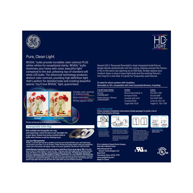 GE Reveal LED Recessed Downlight Fixture, 65 Watt Replacement, 6-Inches, RS6 (1 Pack)