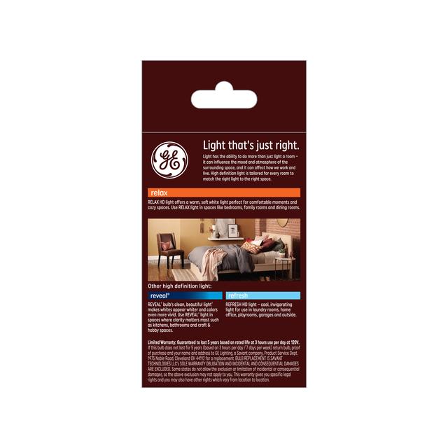 GE Relax HD LED 60 Watt Replacement, Soft White, G25 Vanity - Globe Bulb (1 Pack)