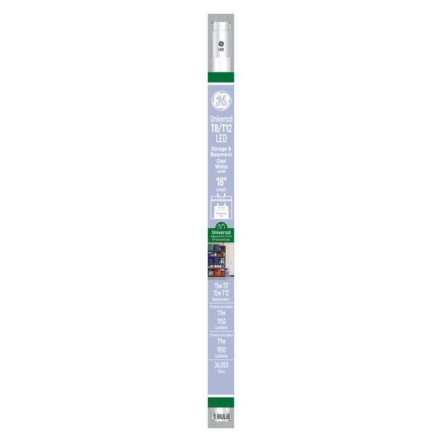 GE LED Universal Cool White 11 Watt 17.74 Inches T8 G13 Base LED Tube 1 Pack