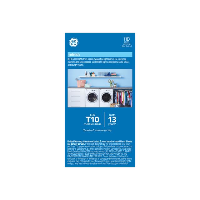 GE Refresh HD LED 60 Watt Replacement, Daylight, T10 Decorative - Tubular Bulbs (2 Pack)