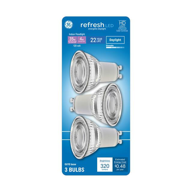 GE Refresh HD LED 35 Watt Replacement, Daylight, PAR16 Indoor Floodlight Bulbs (3 Pack)